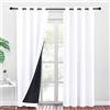 PONY DANCE Tenda termica - Tenda oscurante bianca doppio drappeggio con occhielli anvc nero, fodera 100% luce blocca anti rumore, anti freddo/calore, 140 cm L su 245 H, bianco puro