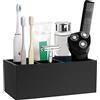 Luxspire Bicchieri Porta Spazzolino da Denti, Resina Porta Spazzolino 5 Slots Organizzatore per Spazzolino Dentifricio Rasoio in Bagno - Nero