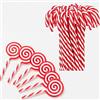 HERZWILD Decorazione per Albero di Natale, Bastoncini di Zucchero e Lecca Lecca, 22 Pezzi, Plastica, Rosso, Classico, Natale