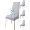 Poligino Coprisedie con Schienale 4 Pezzi Elasticizzati, Impermeabili, Misura Universale, Coprisedia Soggiorno Cucina Moderna Lavabile Estraibile - Grigio Chiaro