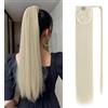 Silk-co Coda Finta Capelli Lisci 70cm Extension Sintetiche Posticci per Coda di Cavallo Capelli Extension Lunga 140g # Biondo Chiarissimo