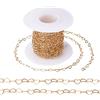 FASHEWELRY Catena a maglia ovale piatta, 5 m/rotolo, in ottone con placcatura in vero oro 18 kt, con cuore, 3 x 5 mm, per choker, bracciali, collane e per la realizzazione di gioielli