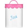 Premiere Housewares 0507936 Scatola Metallica per Te, Merletto di Colore Rosa, Ferro Zincato