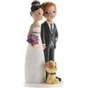 dekora Sposini per Torta Matrimonio Sposi con cane - 18 cm di altezza - Cake topper Matrimonio in Resina - Statuine Sposi per torta Nuziale - Base adatta al contatto alimentare