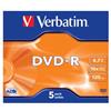 VERBATIM SCATOLA 5 DVD-R JEWEL CASE 16X 4.7GB 120min. SERIGRAFATO