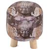 DEGHI Pouf sgabello o poggiapiedi Ã˜30 cm con piedi in legno e rivestimento disegno Buddha