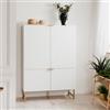 DEGHI Credenza 100x142h cm in legno bianco cannettato con gambe oro - Hora