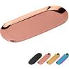 Bymivofun Vassoio Ovale, Vassoi cosmetici ovali, Vassoi Portaoggetti in Acciaio Inossidabile, per Conservare Gioielli, Snack, Degustazione di Tè, Candele, Piatti - 23x9,5 cm (Oro rosa)