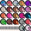 Duufin 22 Scatole Polvere Effetto Specchio Cromata Olografica Aurora Chameleon Holographic Kit di Decorazione Nail Art con 22 Stick Ombretti per Unghie