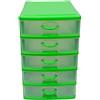Virsus Cassettiera a Torre Multiuso 7134, misura 16x22x25cm, set 5 cassetti trasparenti con maniglia, organizer salvaspazio per piccoli oggetti, ufficio, camera da letto, scrivania (Verde)