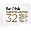 SanDisk MAX ENDURANCE Video Monitoring for Dashcams & Home Monitoring 32 GB microSDHC Memory Card + SD Adaptor 15,000 Hours Endurance, White