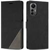SONWO Cover per Xiaomi Mi 12 Lite 5G Custodia, Flip Caso in PU Pelle Case Cover Premium Portafoglio Custodia per Xiaomi Mi 12 Lite 5G, Supporto Stand, Slot per Schede, Nero