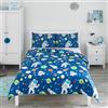 Bloomsbury Mill - Set Copripiumino Piazza e Mezza - Lo Spazio Esterno, Pianeti, Razzi - Lenzuola Letto Reversibile Per Ragazzi/Ragazee - Set Di Biancheria Da Letto Per Bambini - 200x200cm e 2 Federe