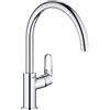 Grohe BauFlow Rubinetto Miscelatore Monocomando per Lavello, Argento, Bocca Alta