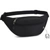 JAZUX Marsupio Sportivo Uomo Donna Grande con 3 Zip Tasche Cintura Regolabile e Dotato di jack per cuffie Impermeabile per Viaggio Ciclismo Running Escursionismo Campeggio Nero