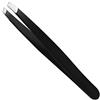 TRIXES Pinzette - Punta obliqua - Nero opaco | Pinzette da 10 cm - Punte oblique argentate e lucide per una maggiore precisione - Inclinazione di 25 gradi