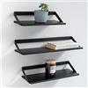 Kazai. Mensole -Finn- | Set Mensole Sospese in 3 Parti in Metallo e Impiallacciatura in Vero Legno | Decorazione da Parete, Contenitore e Mensola per Soggiorno, Cucina, Camera Letto | Quercia, nero