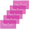 HERMA 20039 - Cartelline portadocumenti, formato DIN lungo, colore: rosa, confezione da 5 piccole buste trasparenti con chiusura a bottone automatico, buste in plastica per scuola, università,