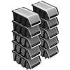 PAFEN Set di 10 scatole impilabili con coperchio, 155 x 100 x 70 mm, contenitori a vista, colore nero