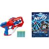 Hasbro Nerf DinoSquad, blaster lancia-dardi Raptor-Slash, tamburo rotante da 6 dardi, raffica di colpi, 6 dardi Nerf, design dinosauro velociraptor & Nerf Confezione ricarica Include 50 dardi 2.0 ufficiali