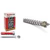 Fischer 50 Tasselli Duopower con Vite, 8 x 40 mm, per Muro pieno, Mattone Forato, Cartongesso, 537647 & D-SDX Punta trapano 8 mm Cilindrica a Quattro Taglienti, per Muro Calcestruzzo e Pietra