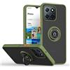 XINYEXIN Cover per Honor 70 Lite 5G / Honor X8 5G / Honor X6 (6.5), Traslucida Custodia Antiurto Antigraffio con Supporto Anello a 360°, PC + TPU Bumper Case - Army Green