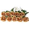 DuHouse 10 rose finte artificiali in seta con fiori di rose finte, bouquet lungo per arrangiamento, centrotavola per matrimoni, feste, casa, cucina (caffè)
