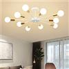 JIINOO Plafoniera Moderna Bianca a 10 Luci Design Industriale, 70 cm
