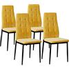 Brigros WeHome - Sedie di Tessuto Milano, Set da 4 Sedie Design per Sala da Pranzo, Sedie da Cucina, Ufficio, Sala d'Attesa, Camera da Letto, Cucina completa, Arredamento casa (Giallo)