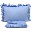 SaRani Set Lenzuola Renato Balestra Cotone Matrimoniale Federe con Volant JOLLY (Azzurro)
