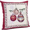 Giuri Tessuti - Federa Cuscino Natalizio 45x45cm con fronte in Gobelin Jacquard e retro in Velluto, Realizzata a Mano in Italia - Ottima Idea Regalo per Natale (PENDAGLI NATALIZI)