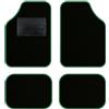 QUEMAR Tappetini Auto Universali per utilitarie e city car / 13 Colori Personalizzati/Kit 4 Tappeti in Moquette e Gomma su Misura/Set 2 Anteriori + 2 Posteriori (Bordo Verde)