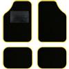 QUEMAR Tappetini Auto Universali per utilitarie e city car / 13 Colori Personalizzati/Kit 4 Tappeti in Moquette e Gomma su Misura/Set 2 Anteriori + 2 Posteriori (Bordo Giallo)
