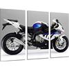 Cuadros Camara Quadro Su Legno, Moto BMW, bianco e blu, strada, 97 x 62cm, Stampa in qualita fotografica. Ref. 26676
