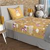 Soleil d'ocre, Set di lenzuola 180x290 cm LICORNES giallo, 100% Cotone 57 fili/cm²