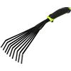 Mivos Rastrello a Mano Piccolo con 9 Denti Flessibili - Rastrellino a Ventaglio da Giardino per Foglie e per la Pulizia - Scopa per Prato in Acciaio - Larghezza 12 cm