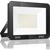 YIQIBRO Faretto LED da Esterno 50W, Faro LED Esterno IP67 Impermeabile, 5000LM 6500K Super Luminoso Bianco Freddo Luce di Sicurezza per Giardino, Garage, Cortile, Terrazza, Patio