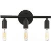 Mengjay Lampada da Specchio per Bagno, Applique da Parete con 3 E27 Attacco Vintage in Ferro, Lampada da parete a tre teste per illuminazione di cucina e bagno, Lampadina non Inclusa Nero