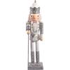 Ciao Schiaccianoci Natale Soldatino Re con scettro (24cm) in legno glitterato, argento/bianco