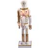 Ciao Schiaccianoci Natale Soldatino con spada (24cm) in legno glitterato, oro/bianco