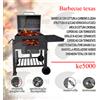 Ke Grill Barbecue Texas Inox a Carbone/Legna Modello Ke 5000 Dimensioni 109x115 cm