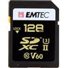 Emtec ECMSD128GUHS2V60 - Scheda di memoria SD UHS-II U3 V60 SpeedINPRO+, capacità di archiviazione 128 GB, 2 file di connettori sul retro della scheda