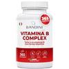 Bandini® Vitamina B Complex ad Alto Dosaggio - 365 Compresse Vegane (Per 1 Anno) - Complesso Vitamine del Gruppo B con Acido Folico, Biotina, B1, B2, B3, B5, B6, B12 - Vitamina B-Complex Senza OGM