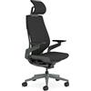 Steelcase Sedia da ufficio ergonomica Steelcase Gesture con braccioli regolabili a 360°, supporto lombare 3D Live Back, poggiatesta regolabile Onyx; Prodotto in Europa