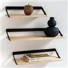 Kazai. Mensole -Finn- | Set Mensole Sospese in 3 Parti in Metallo e Impiallacciatura in Vero Legno | Decorazione da Parete, Contenitore e Mensola per Soggiorno, Cucina, Camera Letto | Betulla