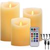 ALED LIGHT Candele LED Senza Fiamma, Bianco Caldo Multicolor Real Wax Pilastro Luce Candela Ricaricabili USB, con Telecomando e Timer, Lampada Candela per Natale Feste Decorazione Casa Matrimonio