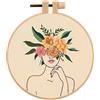 JSRQT Kit Ricamo Starter con Motivo Donna,Set da Ricamo per Principianti, Embroidery Starter per Adulto Principianti