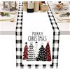 Fecialy Runner da tavola natalizio in cotone e lino Inverno albero di Natale Runner da tavola a tema natalizio Decorazioni natalizie per la decorazione delle feste in cucina