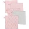 roba Set 5 Asciugamani Bio Lil Planet, Mussola di Cotone biologico, Certificato GOTS, 25 x 25 cm, Idrorepellente, Salviette Traspiranti e Lavabili, Materiali Sostenibili, Rosa