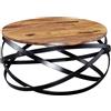 WOHNLING tavolino MANUR 60x30x60 cm Tavolino in Legno massello di sheesham/Metallo | Tavolo da Salotto Design Rotondo | Tavolo da Salotto Industriale